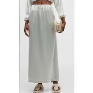 LESET Barb satin maxi skirt in Celery NWT Size Large